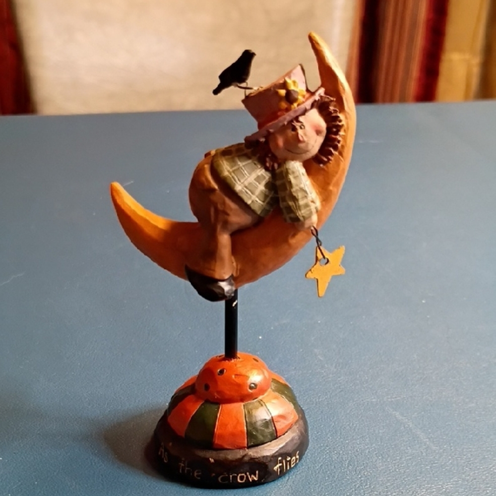 Charming Scarecrow on Crescent Moon Holiday Decor